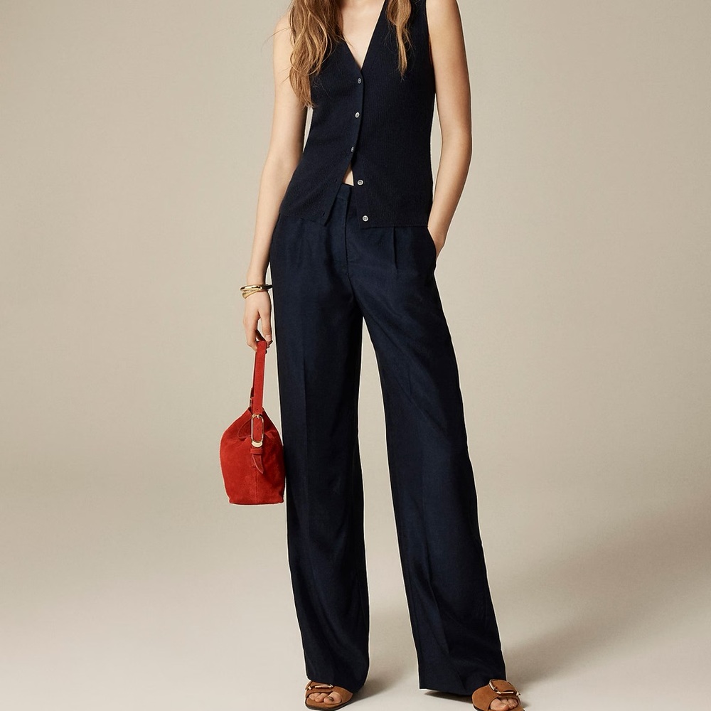 J.Crew Tall Essential wide-leg pant in textured satin (12T)